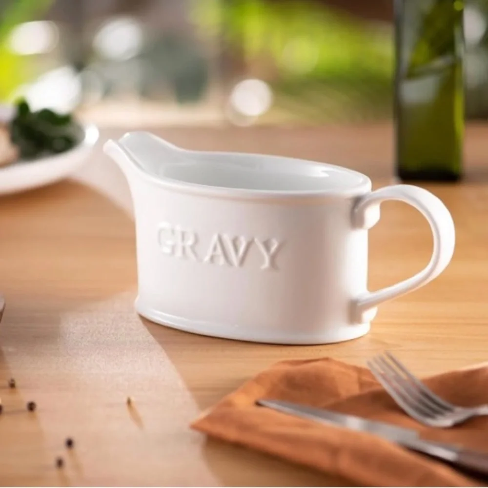 NEW - Ceramic Gravy Boat, Serving Dispenser, Porcelain Pitcher for Sauces